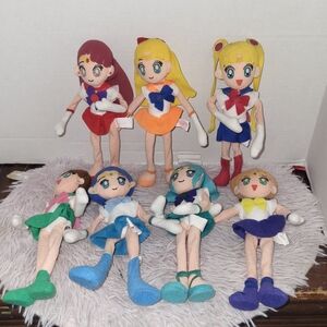 1994 Sailor Moon Banpresto Wired Plush Dolls Lot Of 7